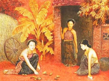 N\'gyuen\'s Pictorial Scene on Lacquered Wood