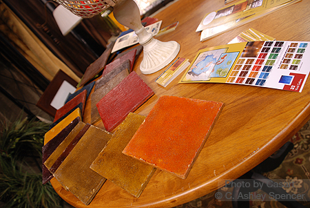 Stained Concrete Samples. Photo by C. Ashley Spencer Stained Concrete Samples. Photo by C. Ashley Spencer