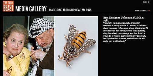 Madeline Albright's Pins_Daily Beast_blog Madeline Albright's Pins as seen on The Daily Beast_ via Art is Everywhere blog