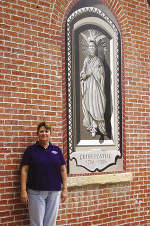 ChiefPontiacMural in Pontiac, IL via Pontiac Daily Leader, seen on Art Is Everywhere