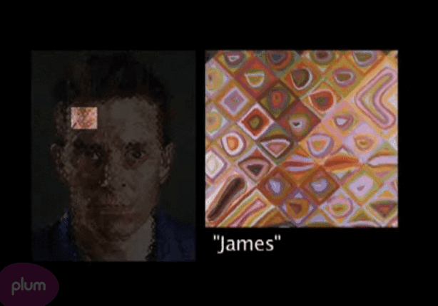 Detail of colors used in James by Chuck Close via PlumTV Detail of colors used in James by Chuck Close via PlumTV, on Art Is Everywhere