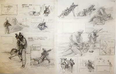 Iron+Sgt+Storyboard by Kristopher Battles via his Sketchpad Warrior blog, on ArtIsEverywhere