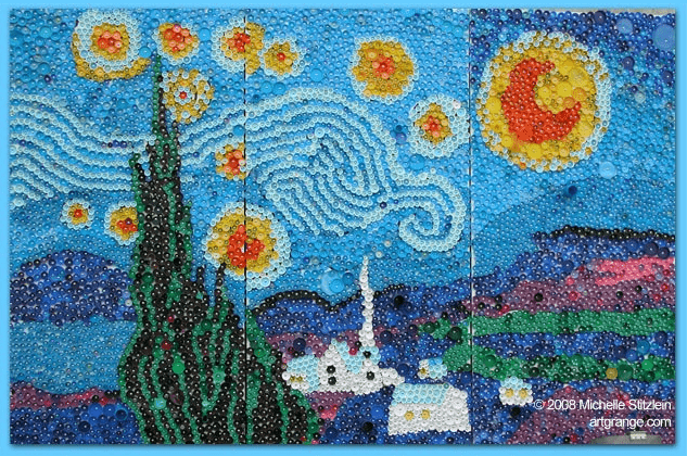 Michelle Stizlein_Starry Night via Bottlecap Little Bottlecap, seen on Art Is Everywhere