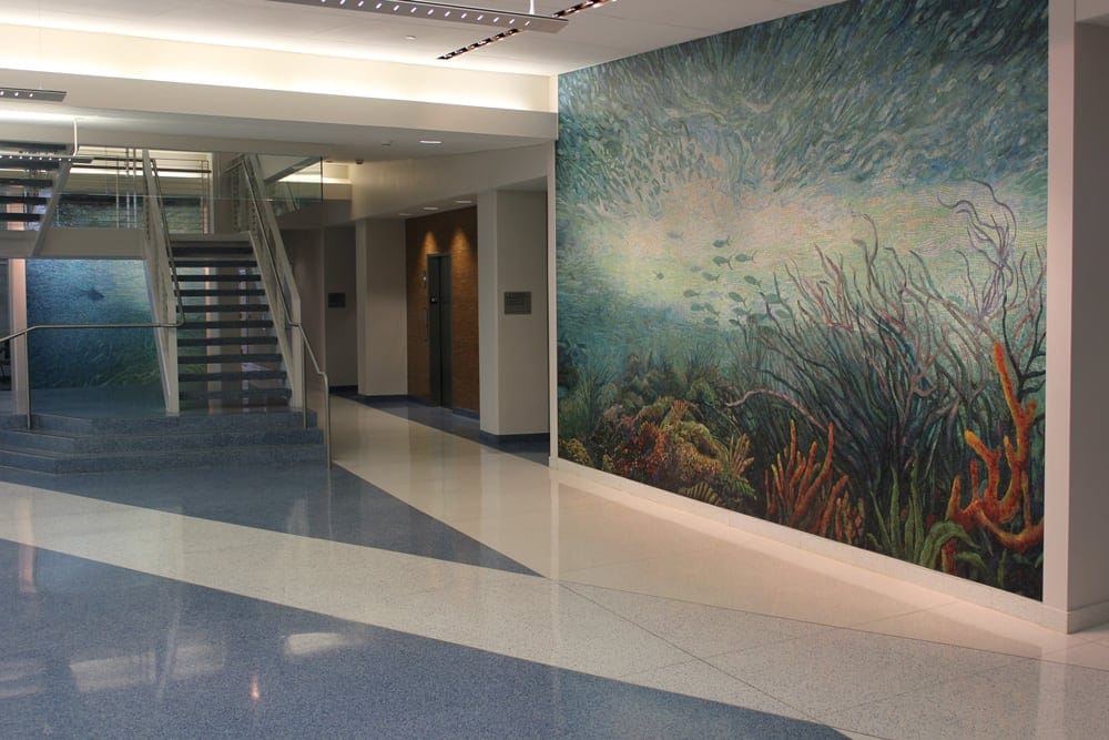 OCSBuilding "Syncopation Sea" are 12 by 23 OCSBuilding "Syncopation Sea" murals by Dixie Friend Gay are 12 by 23 feet, as seen on Art Is Everywhere