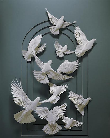 Flying Doves_Paper Sculpture Calvin Nichols_AIE