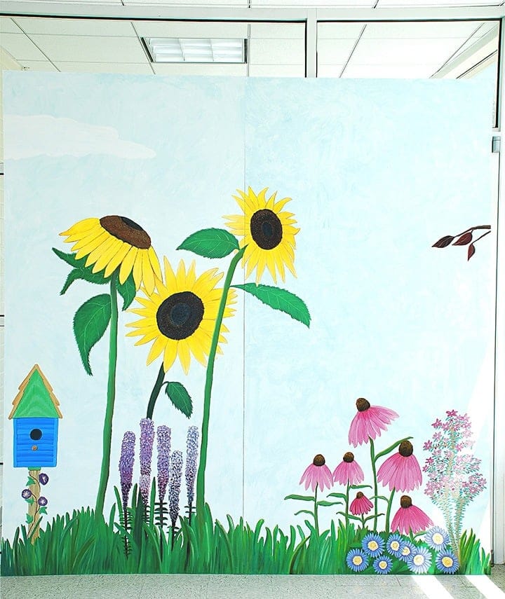 Sunflower detail Jefferson Houston Mural painted by Ashley Spencer