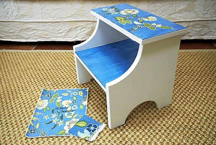 Footstool After painted by Ashley Spencer with pattern reference